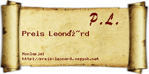 Preis Leonárd névjegykártya